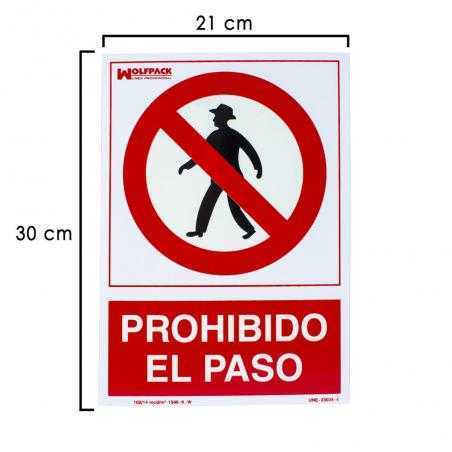 Cartel prohibido el paso 30x21 cm.
