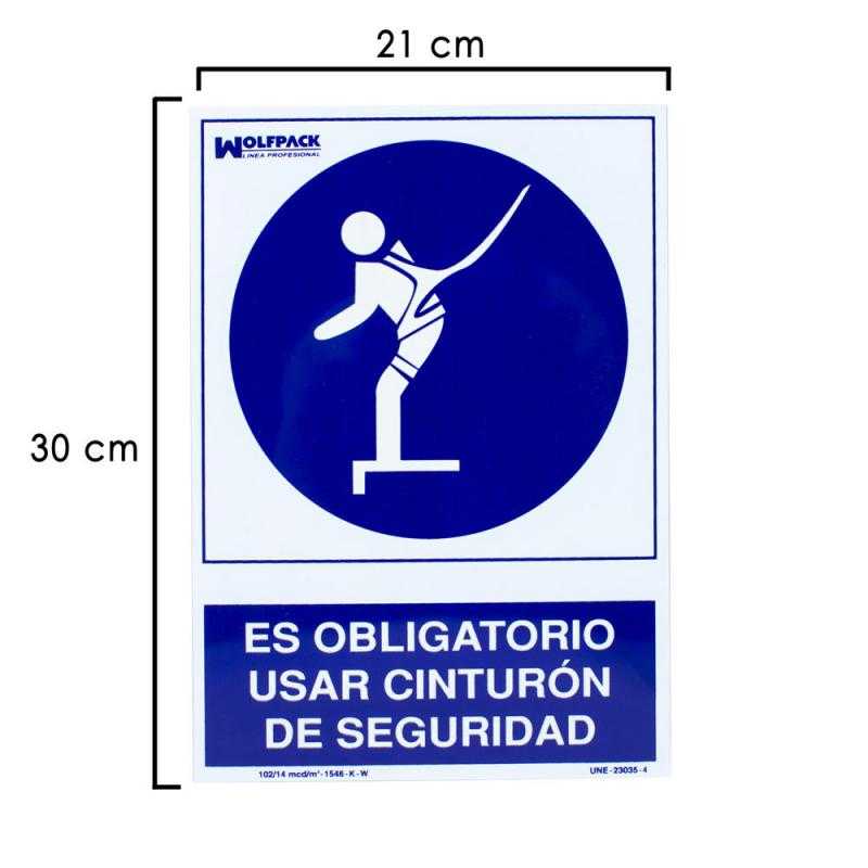 Cartel uso obligatorio cinturon seguridad 30x21 cm.