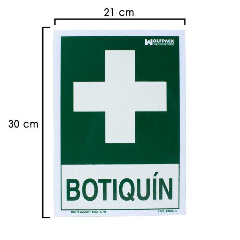 Cartel botiquin 30x21 cm.