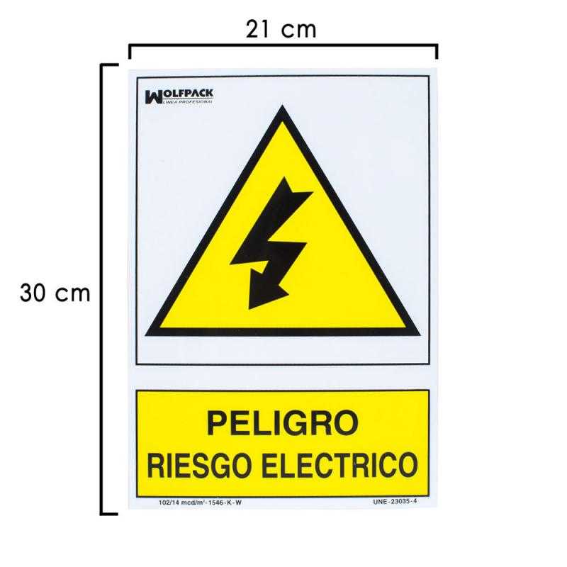 Cartel peligro electrico 30x21 cm.