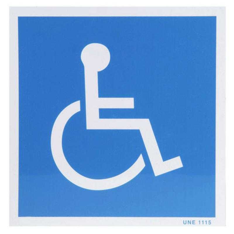 Cartel minusvalidos azul blanco 21x21 cm.