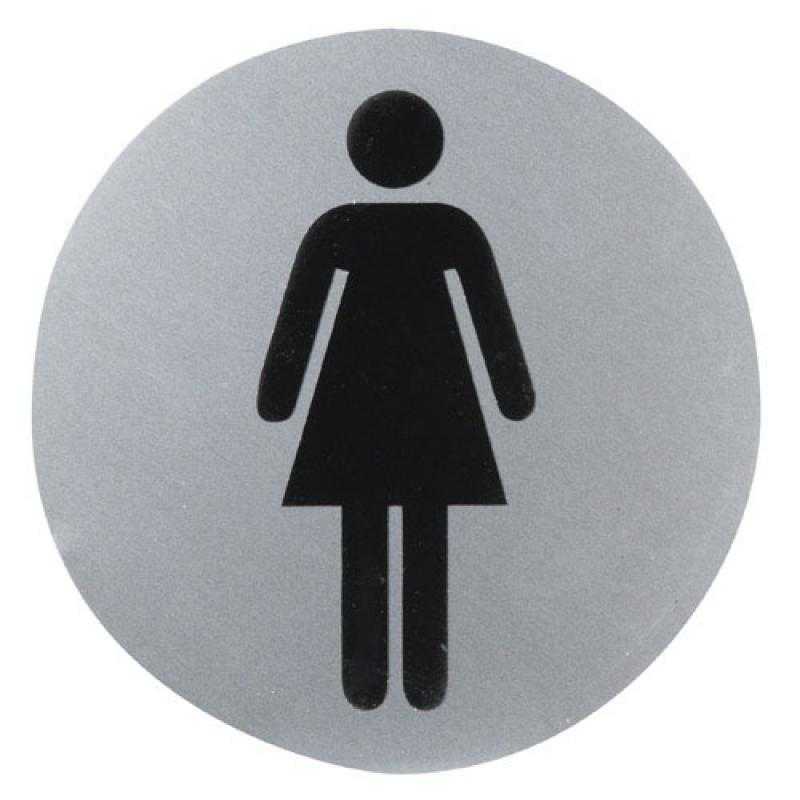 Cartel aluminio baño mujer ø12 cm.