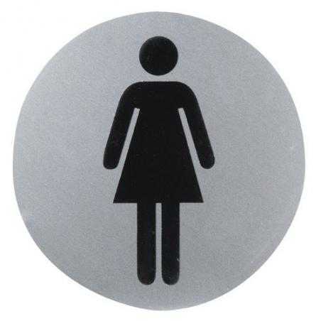 Cartel aluminio baño mujer ø12 cm.