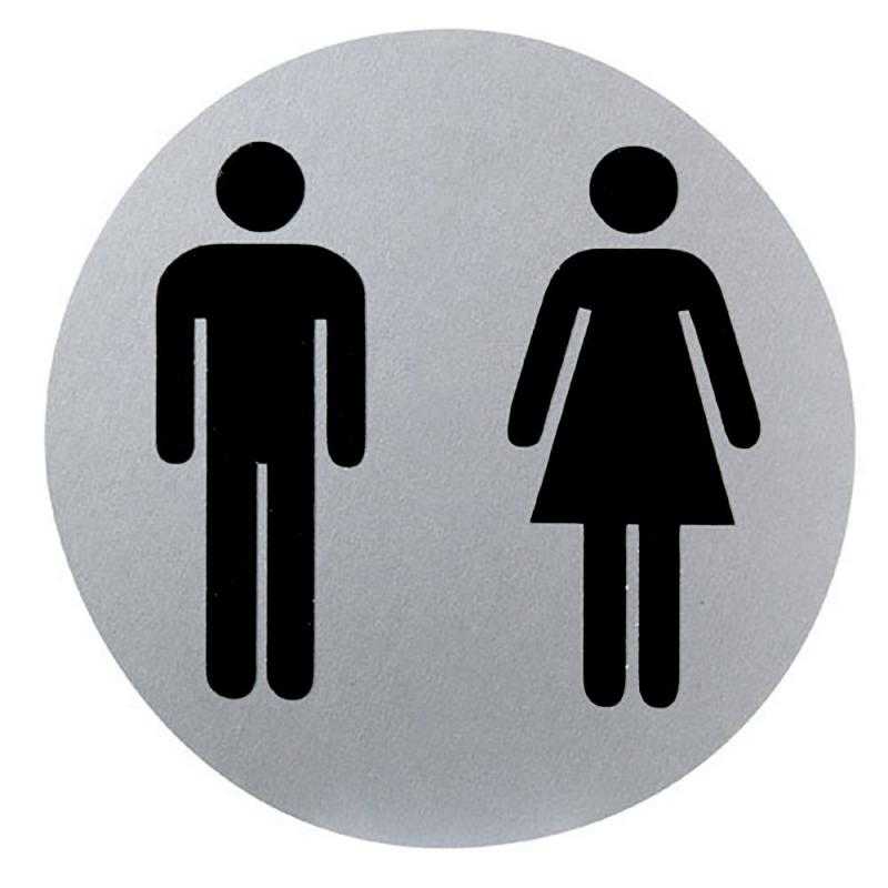 Cartel aluminio baño hombre/mujer ø12 cm.
