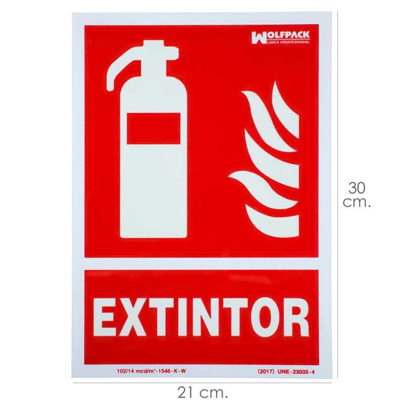 Cartel / señal fluorescente extintor 30x21 cm.