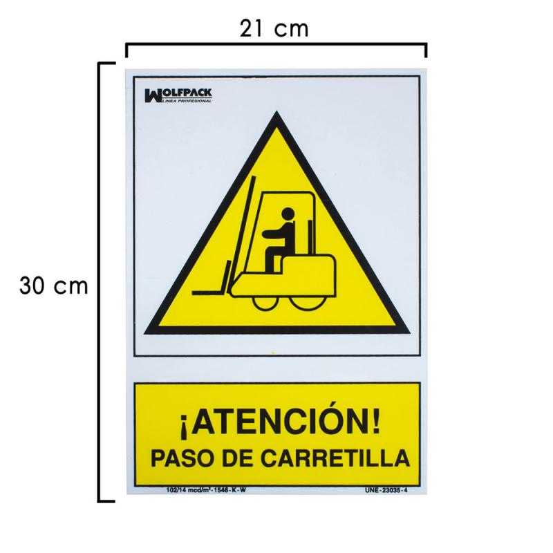Cartel atencion paso carretilla 30x21 cm.