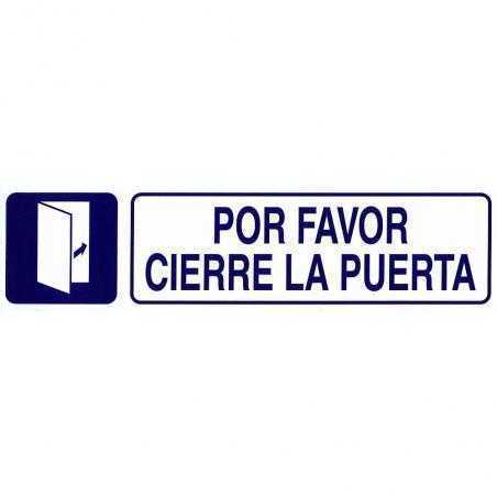 Rotulo adhesivo 250x63 mm. por favor cierre puerta