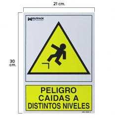 Cartel peligro caidas a distintos niveles 30x21