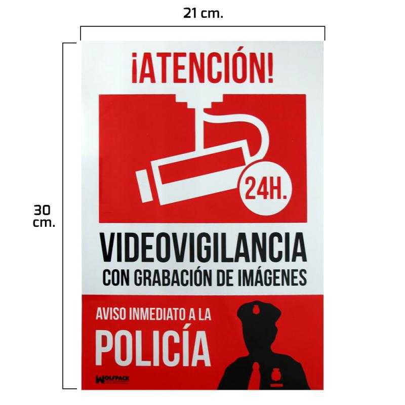 Cartel alarma conectada aviso a policia 30x21