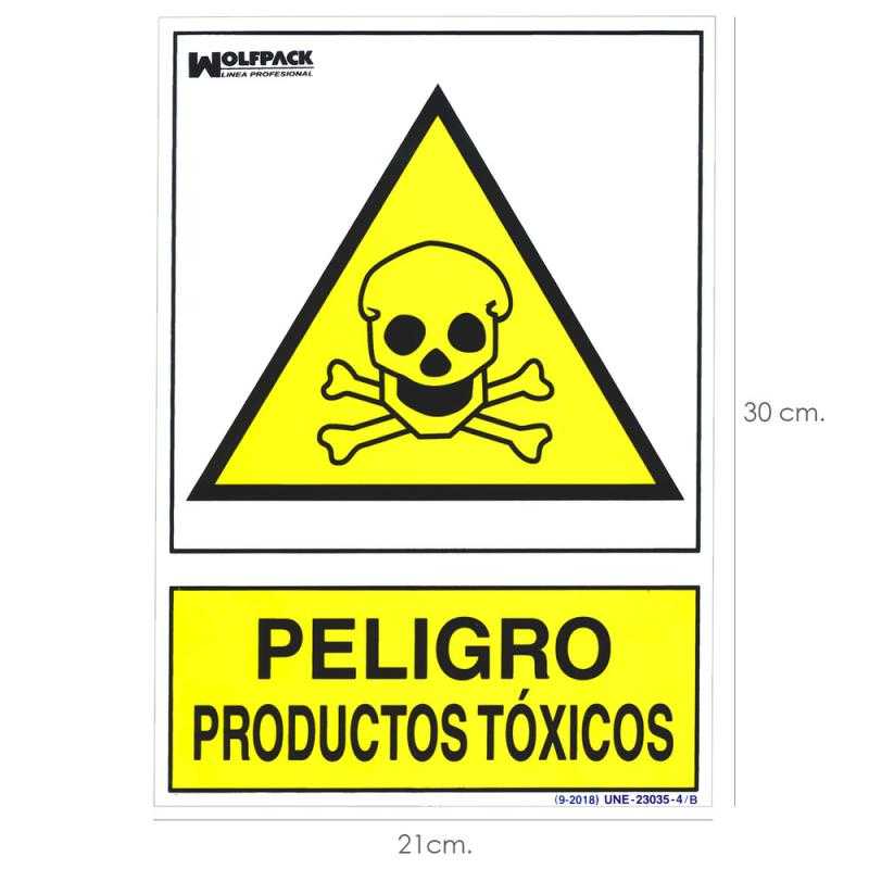 Cartel peligro productos toxicos 30x21cm.