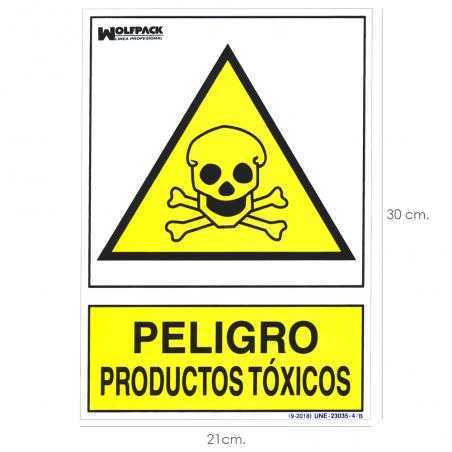 Cartel peligro productos toxicos 30x21cm.
