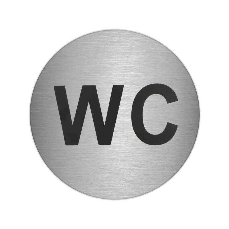 Placa adhesiva "wc" acero inoxidable ø 7 cm.