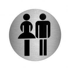 Placa adhesiva baño "mujer / hombre" acero inoxidable ø 7 cm.
