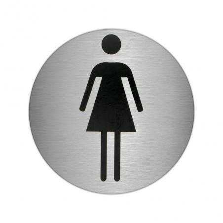 Placa adhesiva baño "mujer" acero inoxidable ø 7 cm.