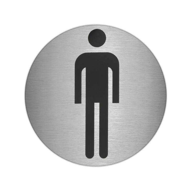 Placa adhesiva baño "hombre" acero inoxidable ø 7 cm.