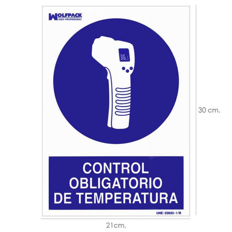 Cartel de control obligatorio de la temperatura 30x21 cm.