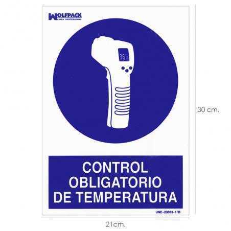 Cartel de control obligatorio de la temperatura 30x21 cm.