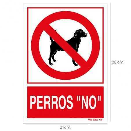 Cartel / señal perros "no" 30x21 cm.