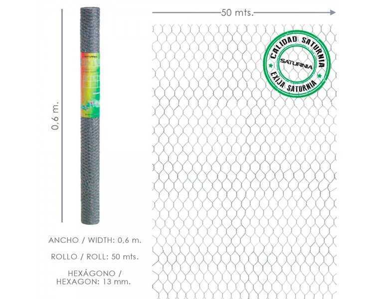 Enrejado Triple Torsion 13/  60 cm. Rollo 50 Metros Uso Domestico