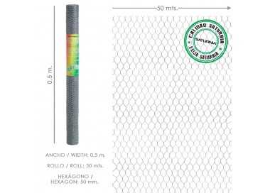 Enrejado Triple Torsion 50/  50 cm. Rollo 50 Metros Uso Domestico
