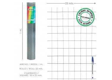 Malla Electrosoldada Galvanizada 50x25 / 2,00 / 100 cm. GA Rollo 25 metros