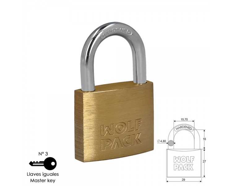 Candado Laton Arco Normal Llaves Iguales 30 mm. Nº3