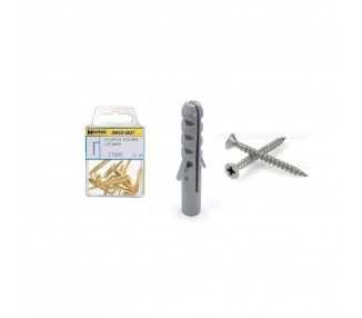 Taco Nº 4 Con Tornillos Cabeza Plana Zincada 3,5x25 mm. 15 unidades