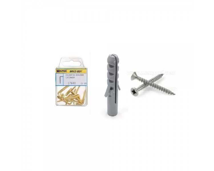 Taco Nº 4 Con Tornillos Cabeza Plana Zincada 3,5x25 mm. 15 unidades