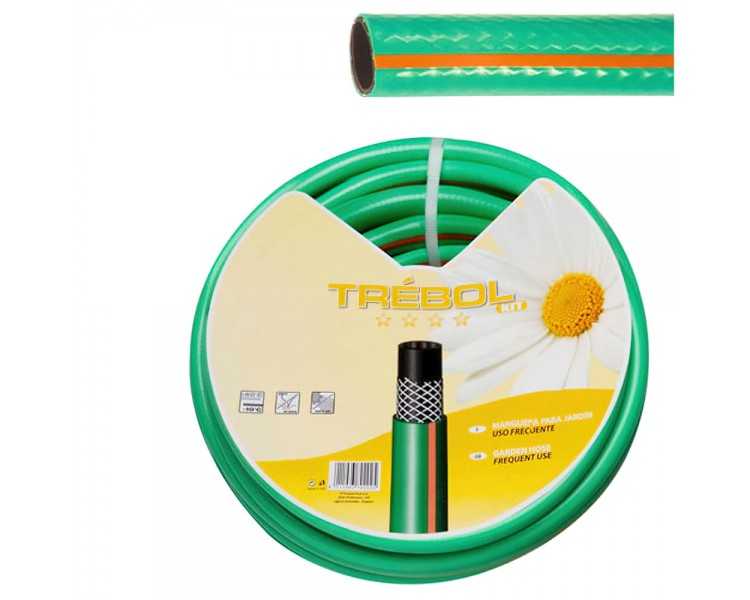 Manguera Verde Trebol Trenzado 15 mm. - 5/8" Rollo 50 Metros