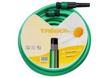 Manguera Verde Trebol Trenzado 15 mm. - 5/8" Rollo 15 metros Con Accesorios
