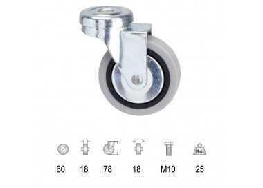 Rueda Goma Gris Pasante   60 mm.