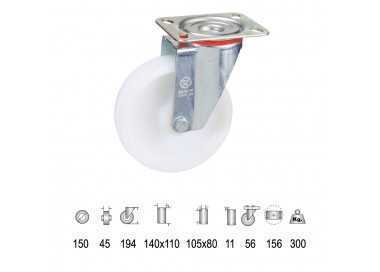 Rueda Industrial Nylon Placa 150 mm.