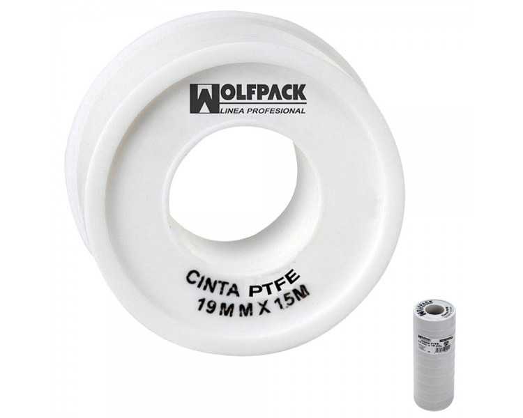 Cinta PTFE Wolfpack  19 mm. x 15 m. (Paquete de 10 Rollos)