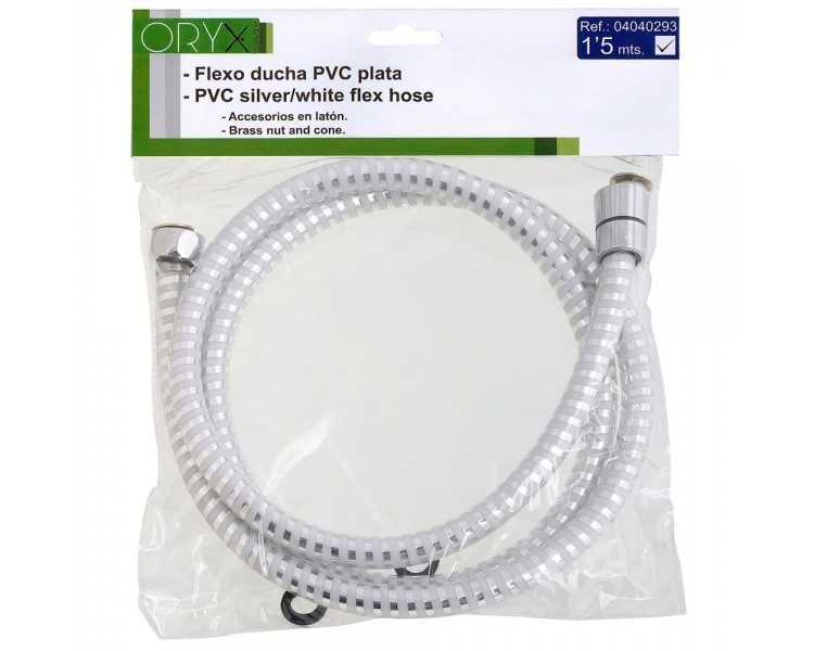 Flexo Ducha PVC Blanco/Plata 1,50 metros
