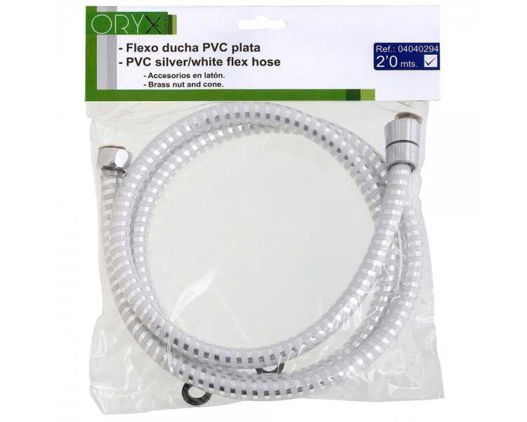 Flexo Ducha PVC Blanco/Plata 2,00 metros