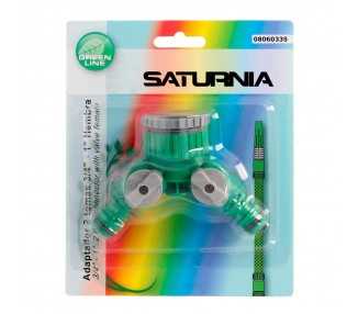 Adaptador Manguera Plastico 3/4 - 1" Hembra  con 2 tomas Blister