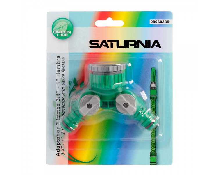 Adaptador Manguera Plastico 3/4 - 1" Hembra  con 2 tomas Blister