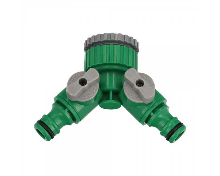 Adaptador Manguera Plastico 3/4 - 1" Hembra  con 2 tomas Blister