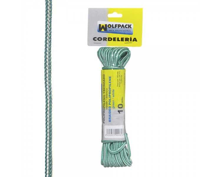 Cuerda Trenzada Polipropileno Blanca / Verde (Madeja 10 m.)