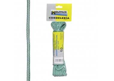Cuerda Trenzada Polipropileno Blanca / Verde (Madeja 10 m.)