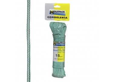 Cuerda Trenzada Polipropileno Blanca / Verde (Madeja 15 m.)