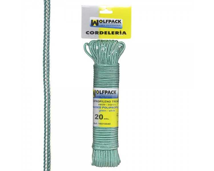 Cuerda Trenzada Polipropileno Blanca / Verde (Madeja 20 m.)