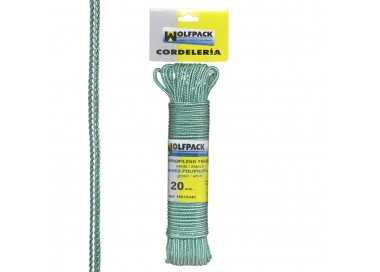 Cuerda Trenzada Polipropileno Blanca / Verde (Madeja 20 m.)