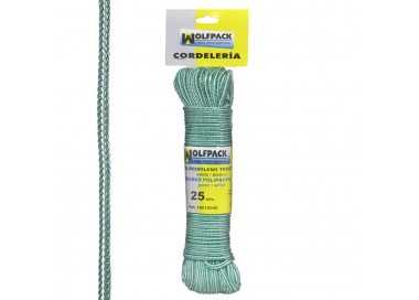 Cuerda Trenzada Polipropileno Blanca / Verde (Madeja 25 m.)
