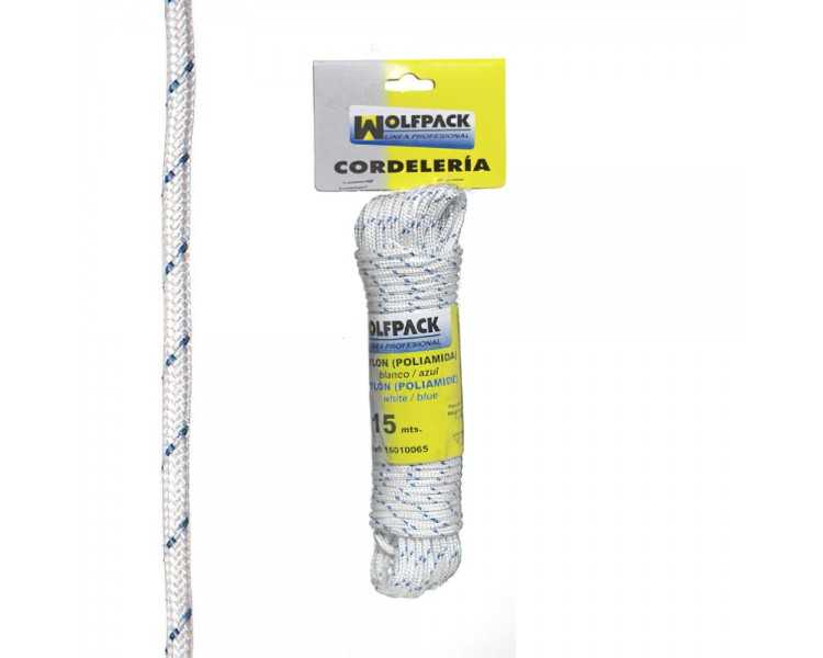 Cuerda Nylon Alta Tenacidad Blanca / Azul (Madeja 15 m.)