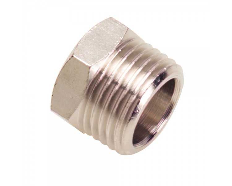 Reductor Tuerca Cilindrica Macho 1/2 - Hembra 1/4  (Blister 2 Piezas)