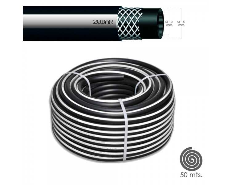 Manguera Aire Comprimido Negro   10 x 19 mm. 20 bares Rollo 50 metros