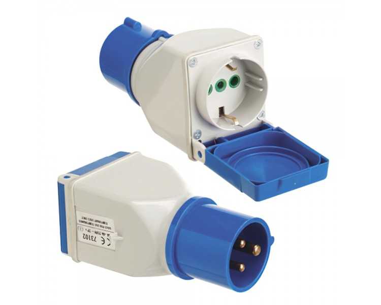 Adaptador Industrial Cetac Schuko Simple 2p Con Tapa