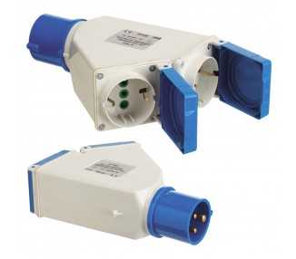 Adaptador Industrial Cetac Schuko Doble 2p Con Tapa