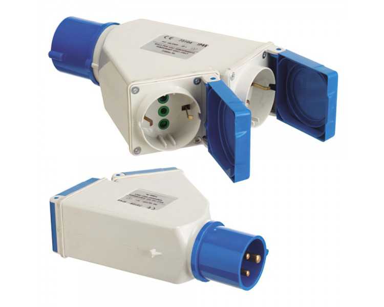 Adaptador Industrial Cetac Schuko Doble 2p Con Tapa